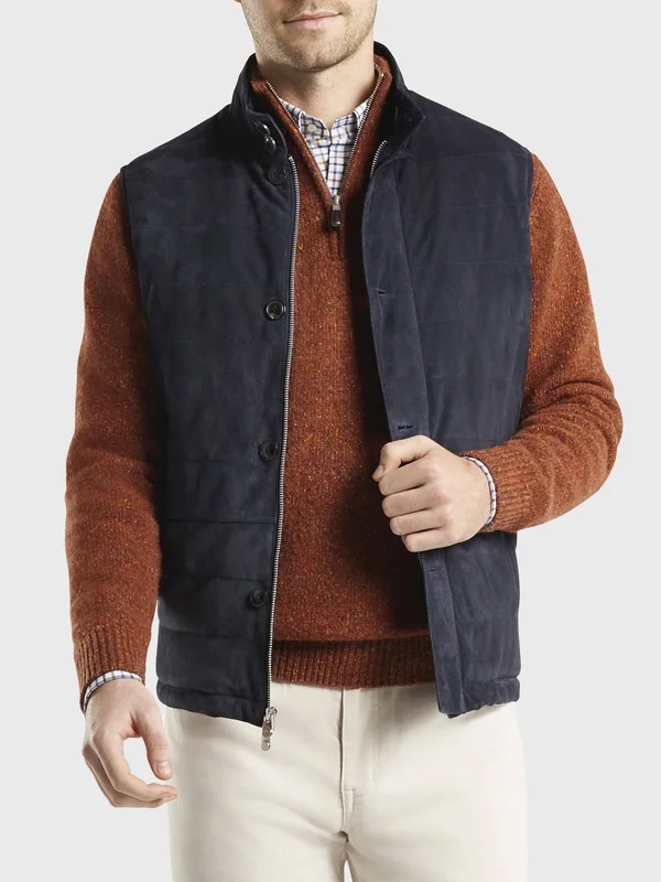 Men's Peter Millar Crown Suede Vest, Size Medium - Blue