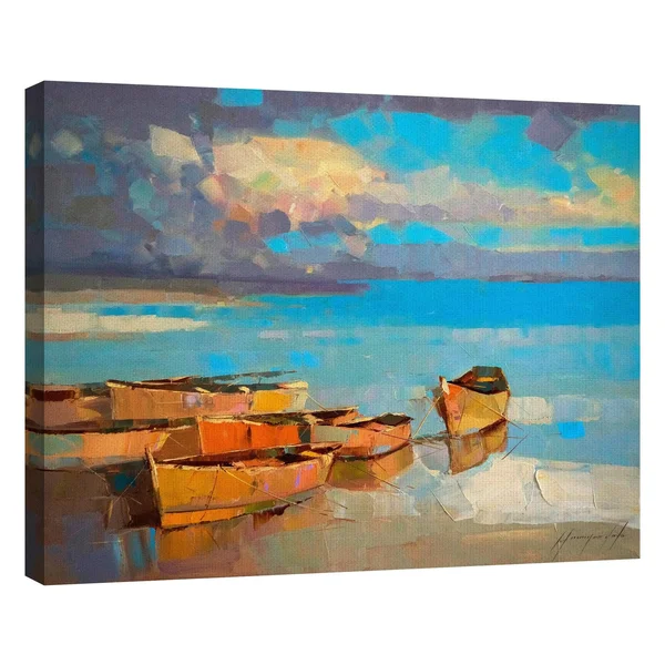 Fine Art Canvas Masterpiece Art Gallery Fishing Boats by Vahe Yeremyan Canvas Art Print - Size: 30 x 40
