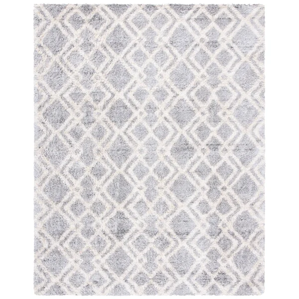 Safavieh Berber Shag Rug Collection BER213G - Grey, Cream - 8& x 8& Round