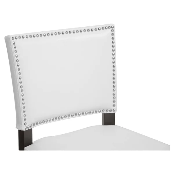 Baxton Studio Aries Modern Bar Stool with Nail Head TRIM, White, Set of 2