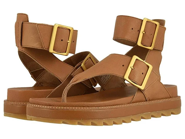Sorel Women's Roaming T-Strap Sandal - 6 - Camel Brown