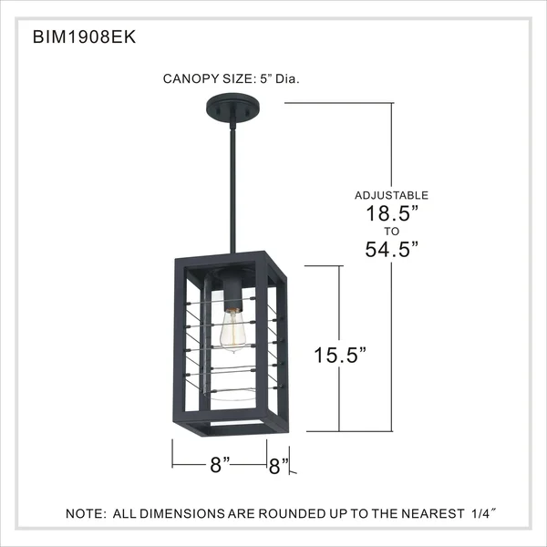 Quoizel Bimini 1-Light Earth Black Outdoor Hanging Lantern, BIM1908EK