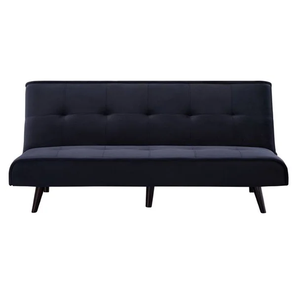 Glory Furniture Canoga Velvet Convertible Sofa in Black