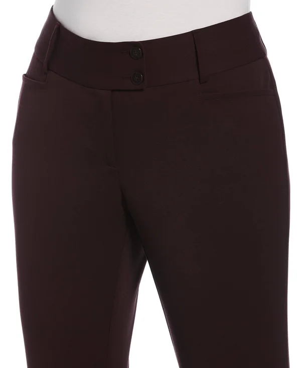Rafaella Women's Petite Gabardine Bootcut Pants - Curvy Fit, Plus Size in Coffee Melange, Size 6P, Polyester/Rayon/Spandex