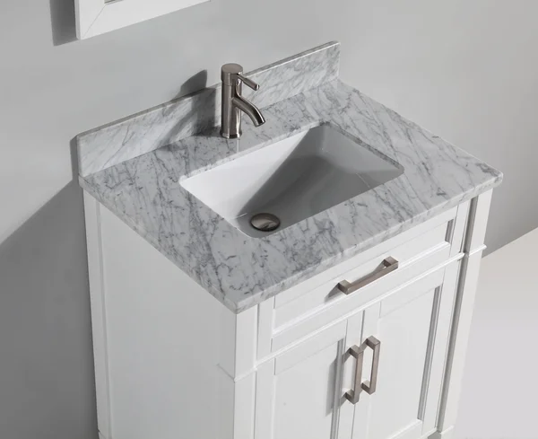 Vanity Art 24 inch Single Sink Bathroom Vanity Set with Carrara Marble Vanity top. - White