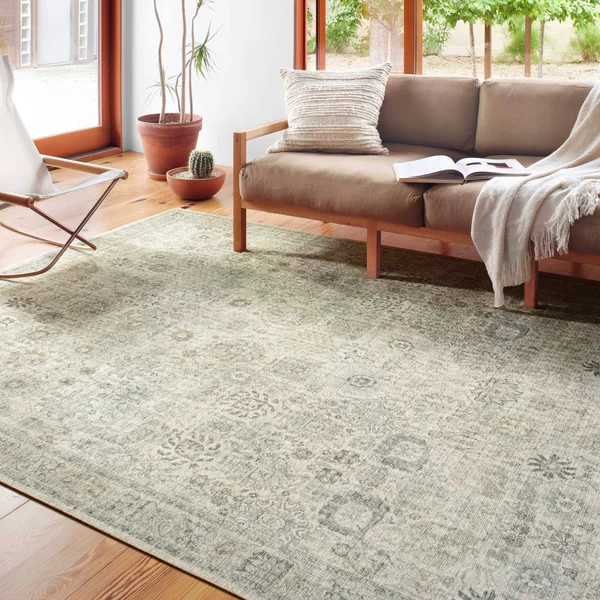 Alexander Home Leanne Printed Botanical Distressed Vintage Area Rug - 7&-6x22 x 9&-6x22