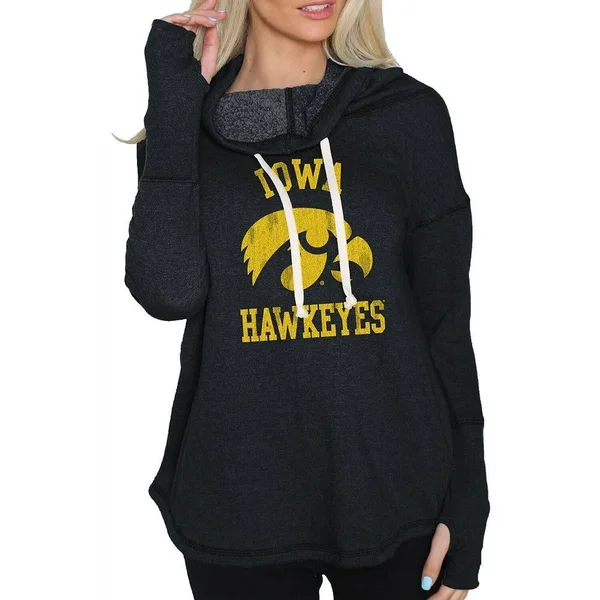 Original Retro Brand Iowa Hawkeyes Women's Black Funnel Neck Pullover Sweatshirt Size: Extra Small