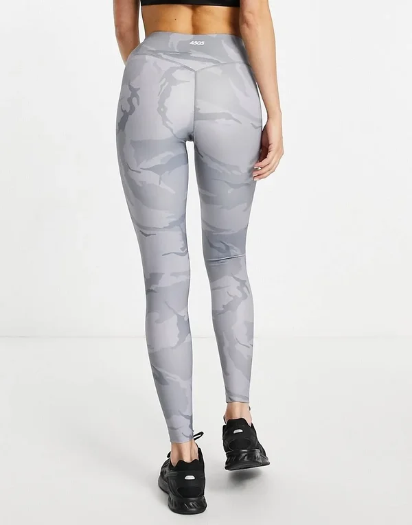 ASOS 4505 Leggings in Gray Camo print-Grey