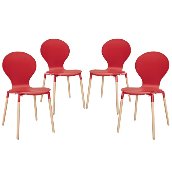 Modway Path Dining Chair - Set of 4 - Red