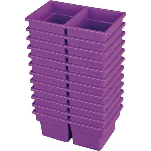Small Two-Compartment All-Purpose Bin - Purple - Set of 12 by Really Good Stuff
