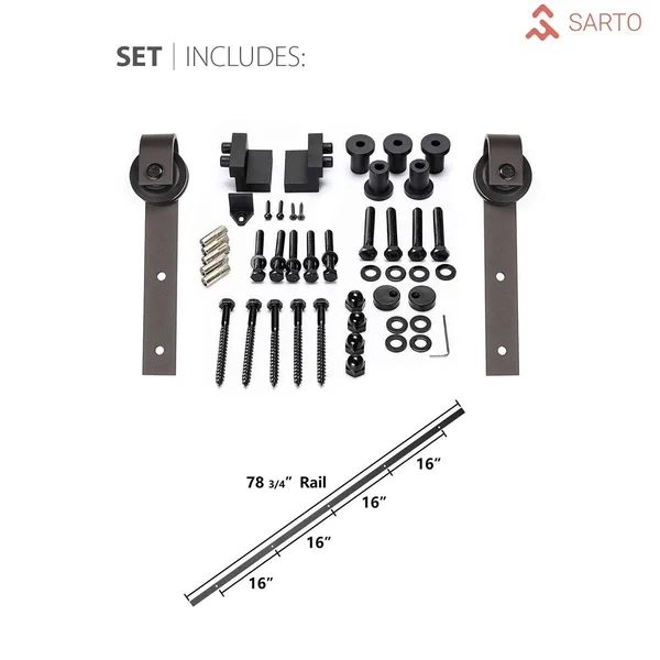 Sturdy Barn Door Hardware, Planum 0010 Black Matte - 28x22 x 84x22
