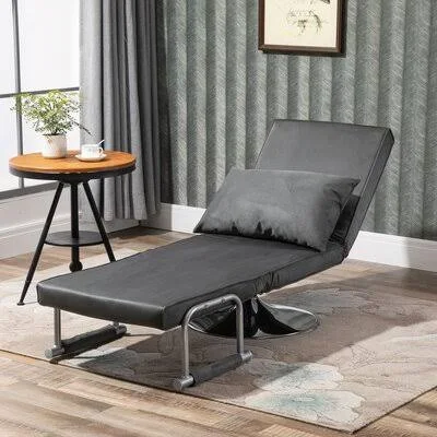 64.77Cm Wide Swivel Convertible Chair Inbox Zero Upholstery Color: Light Gray Microfiber