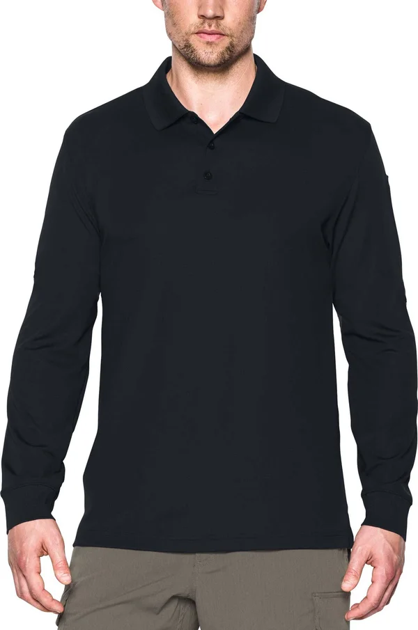 Under Armour Men's Black Tac Performance Long Sleeve Polo
