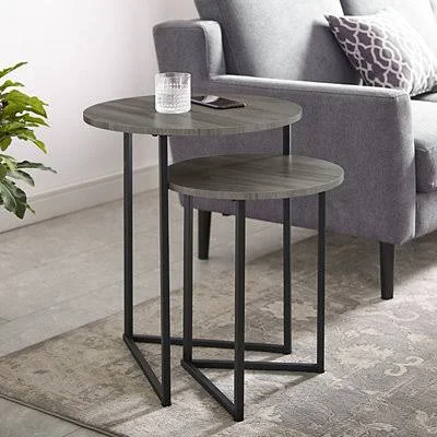 Kirkland's Gray Nesting V-Leg Accent Tables - Set of 2