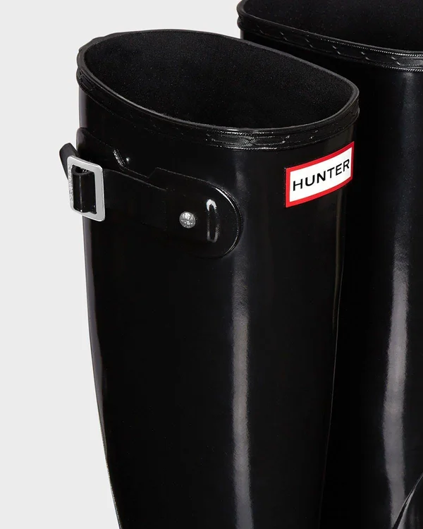 Hunter Women's Original Tall Gloss Rain Boot, Size: 5, Black