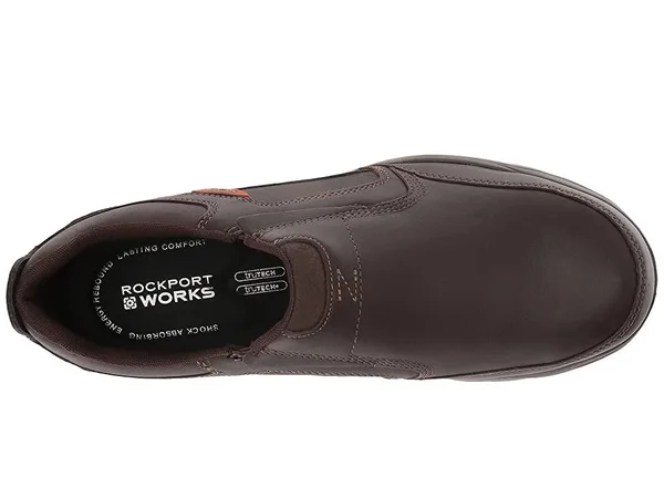 Rockport Works RK6675 Kingstin Work Slip on Oxford - Steel Toe, Men's Sz 7 W Wide, Dark Brown