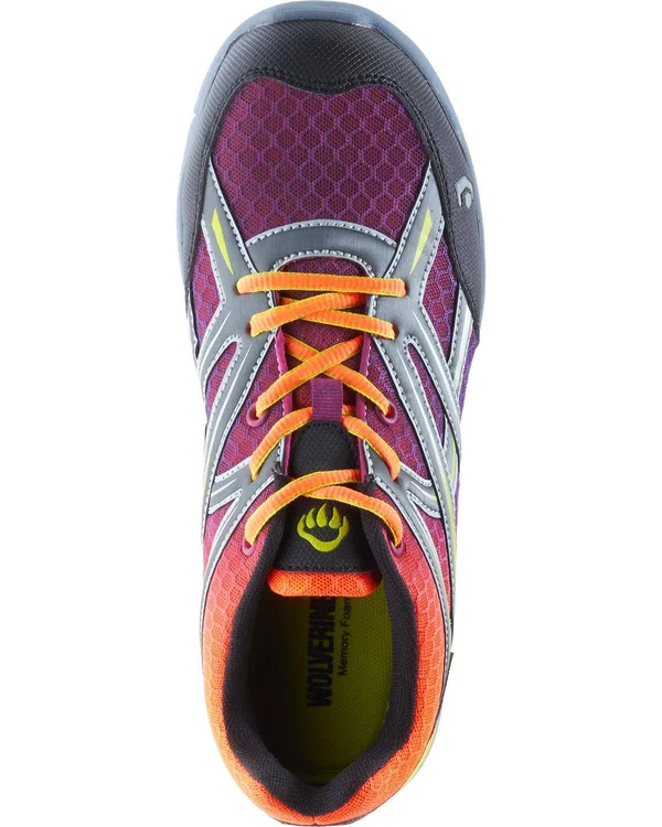 Wolverine Women's Jetstream Carbonmax Safety Toe Shoe - 9.5 W - Orange - Purple