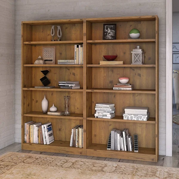 Bush Furniture Universal 5 Shelf Bookcase Set of 2 - Vintage Golden Pine