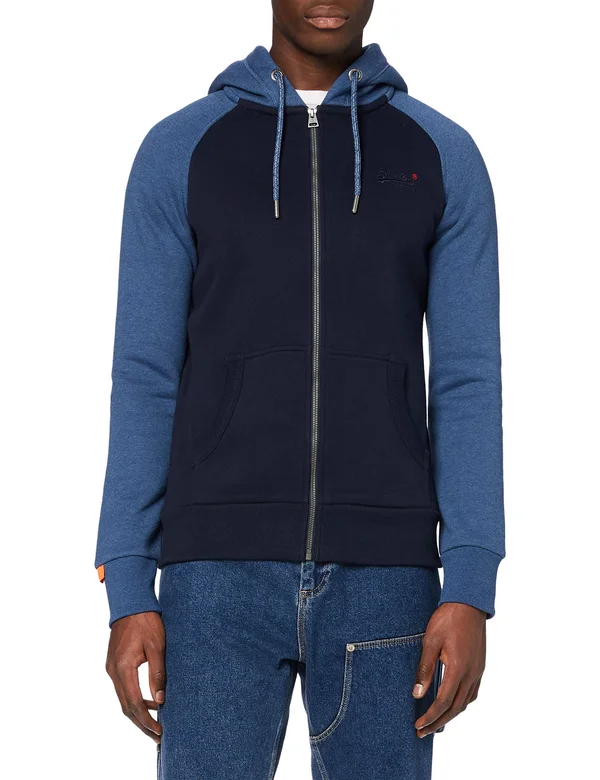 Superdry Men's Orange Label Classic Raglan Zip Hoodie - Blue