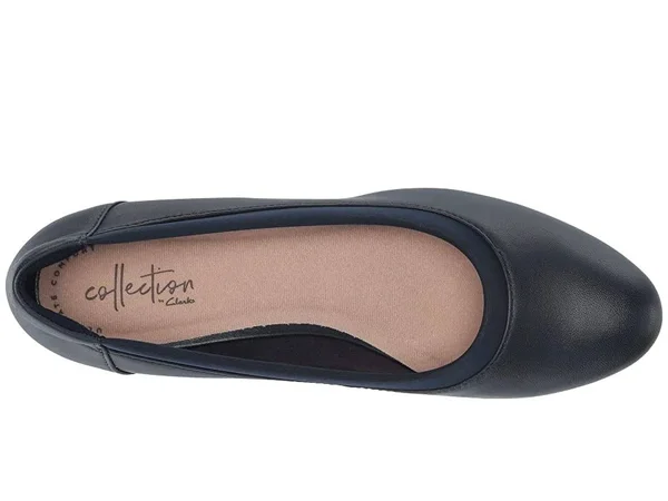 Clarks Mallory Berry (Navy Leather) Women's Wedge Shoes