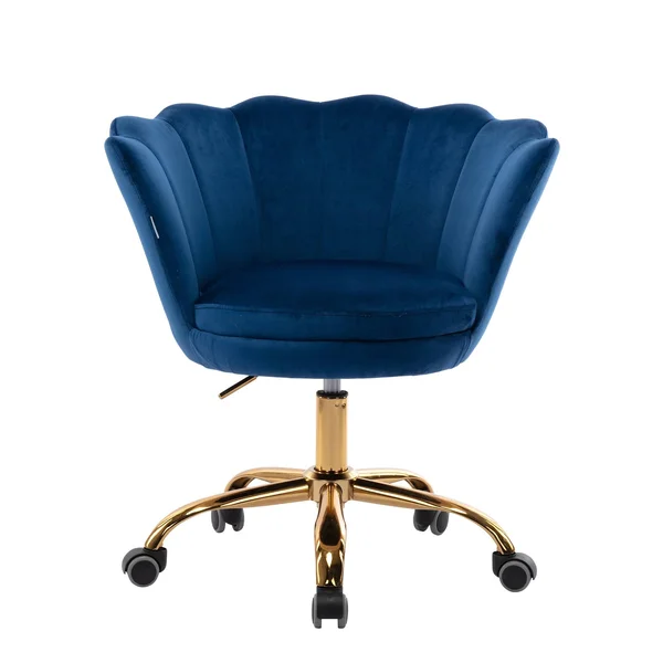 Velvet Upholstered Swivel Adjustable Height Home Office Chair - Beige