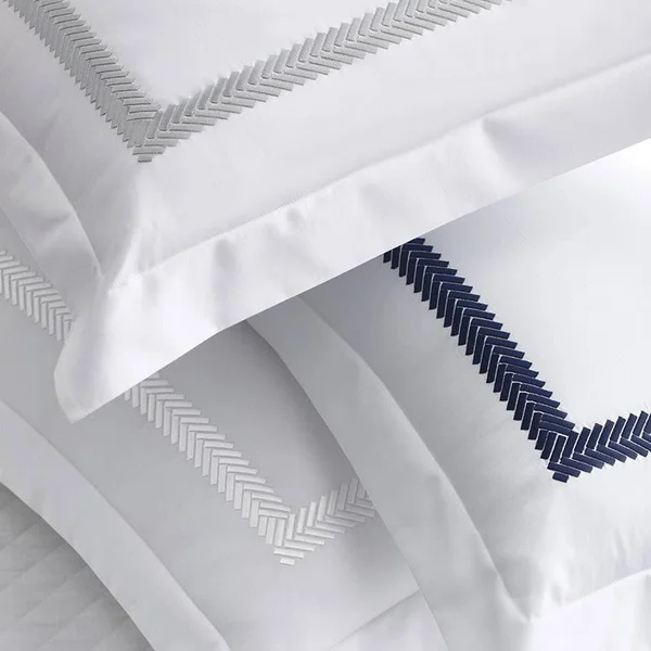 The Company Store Legends Hewett Blue Embroidered 600-Thread Count Egyptian Cotton Sateen Euro Sham