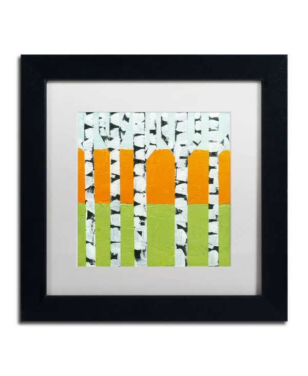 Trademark Fine Art Seasonal Birches - Spring by Michelle Calkins Framed Painting Print - Size: 11x22 H x 11x22 W x 0.5x22 D