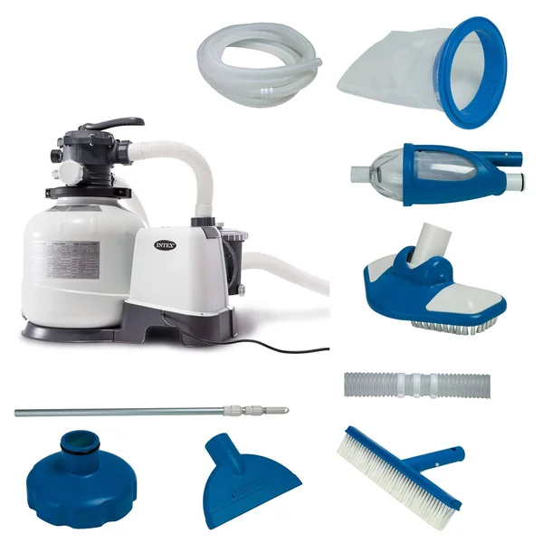 Intex - 2800 GPH Above Ground Pool Sand Filter Pump with Deluxe Pool Maintenance Kit