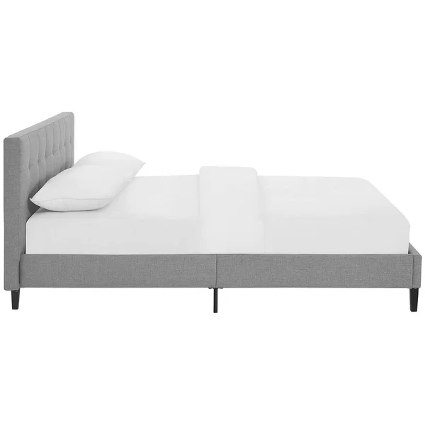 Modway MOD-5424-LGR Linnea Full Upholstered Fabric Bed with Headboard - Light Gray