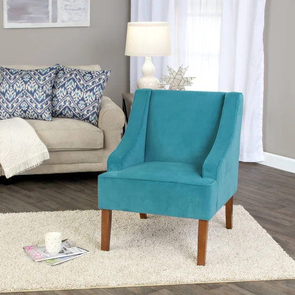 Porch & den Lyric Turquoise Velvet Swoop Arm Accent Chai R