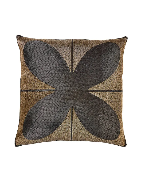 Global Views Blossom Beaded Pillow-Gold/Black