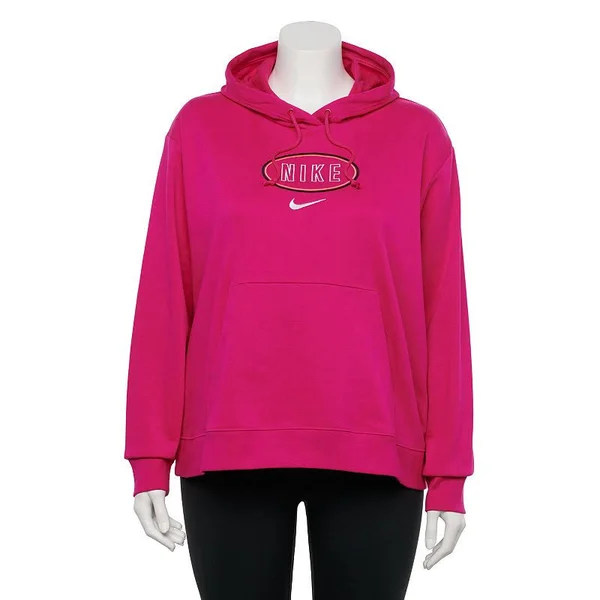 Nike Women's Sportswear Varsity French Terry Plus Size Hoodie Pink Dark, 1x - Women's Athletic Performance Tops at Academy Sport