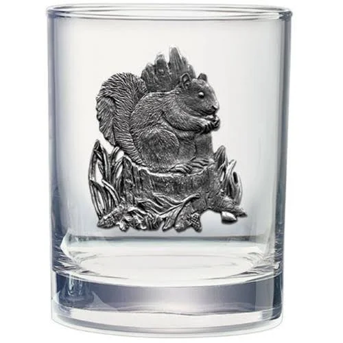 Squirrel Double Old Fashioned Glass Set of 2