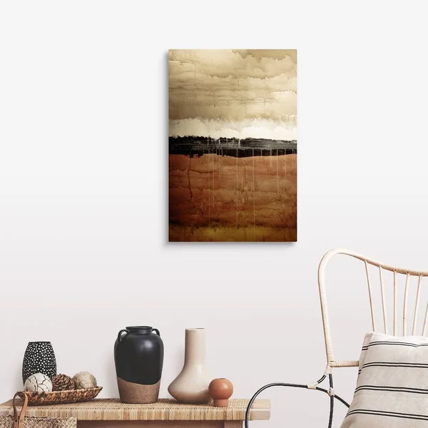 Dawn, Abstract Painting in Brown and White (acrylic Painting), Large Solid-Faced Canvas Wall Art Print, Great Big Canvas