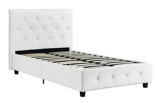 DHP Dakota Upholstered Faux Leather Platform Bed, Twin, White