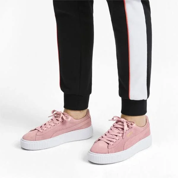 Puma Womens Suede Platform Casual Sneakers Pink
