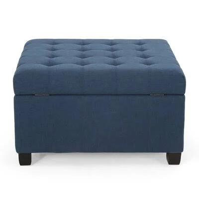 Tufted Storage Ottoman Winston Porter Fabric: Navy Blue