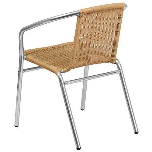 Flash Furniture 4 Pk. Aluminum and Beige Rattan Indoor-Outdoor Restaurant Chair