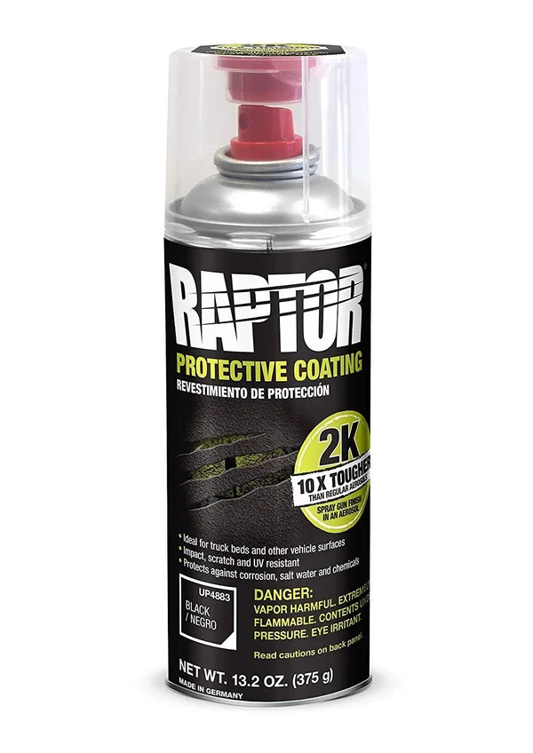 U-POL 4883 Raptor 2K Aerosol Truck Bedliner Protective Coating - Black, 6-Pack