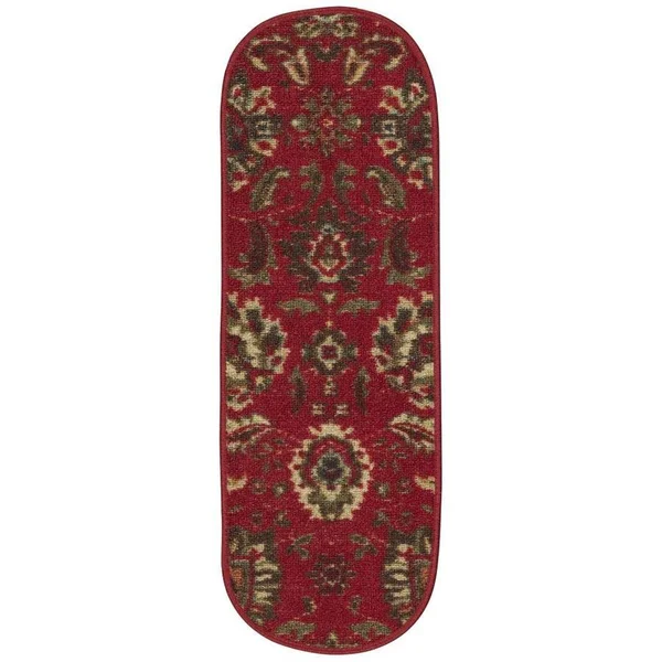 Ottomanson Ottohome Collection Stair Tread - 8.5 inch x 26 inch, Size: 14 Pack Oval, Red