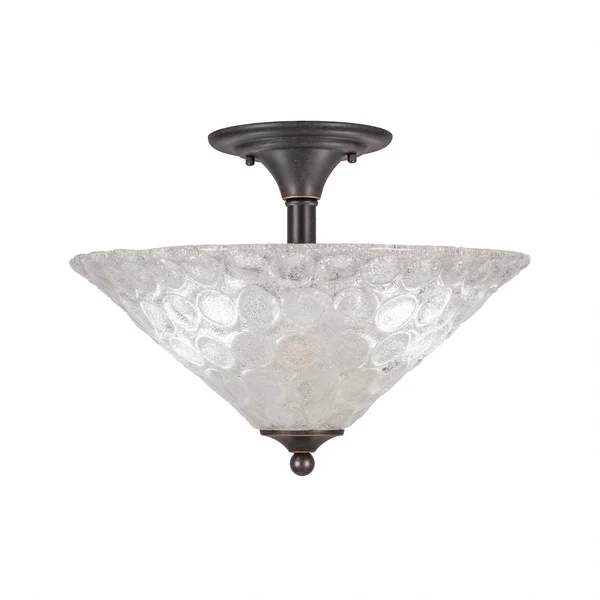 Toltec Lighting-121-DG-53615-Two Light Semi-Flush Mount Dark Granite Finish with White Marble Glass