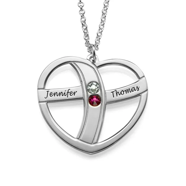 Best Gifts for Mom - Engraved Heart Necklace with Birthstones - Gifts for Grandma - Mom Jewelry - Grandma Necklace