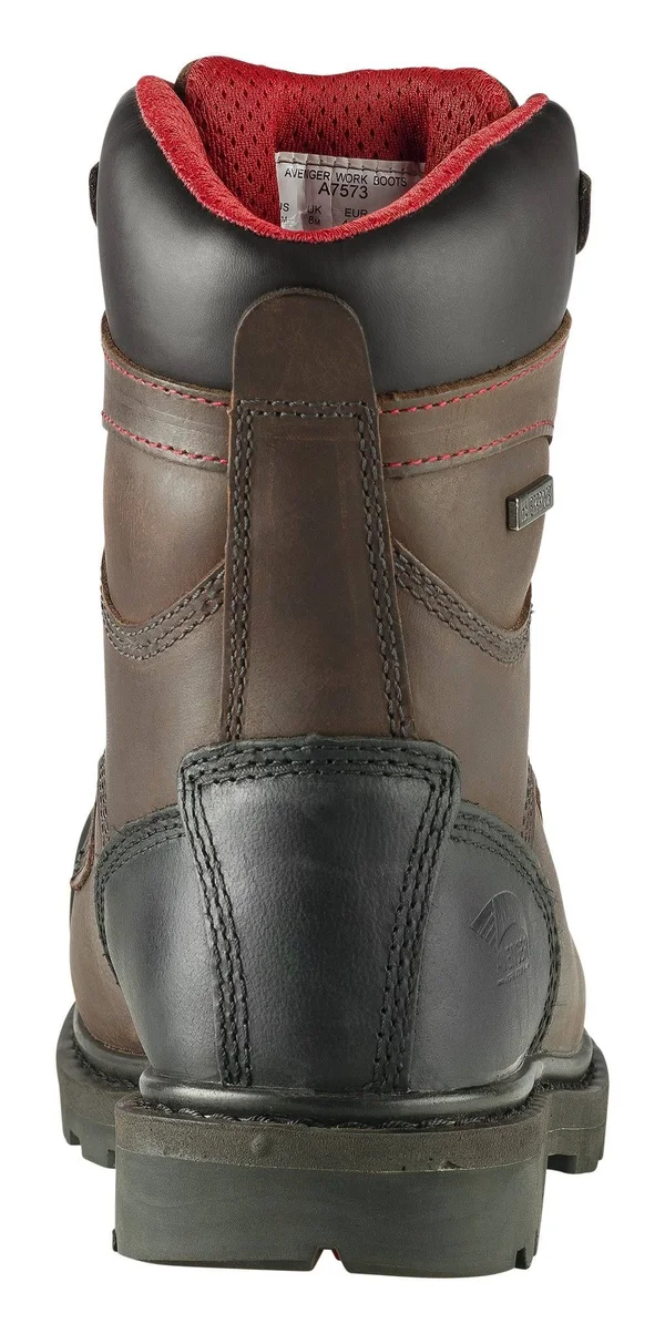 Men's Avenger A7573 8 inch Insulated WP Carbon Toe PR EH Work Boot, Size: 17, Brown
