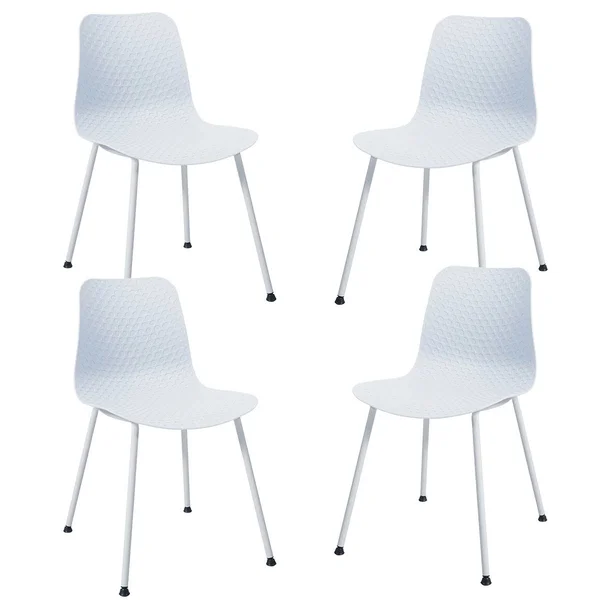 Set of 4 Dining Plastic Chair with Metal Legs sage-White