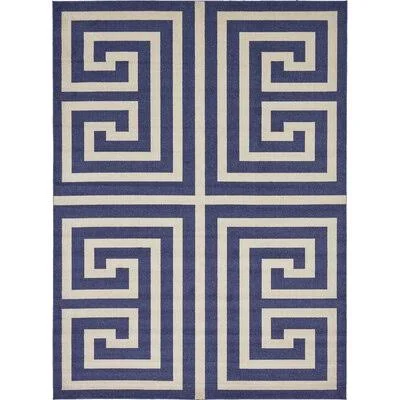 Tobiah Geometric Cream/Navy Blue Area Rug Gold Flamingo Rug Size: Rectangle 10' x 13'