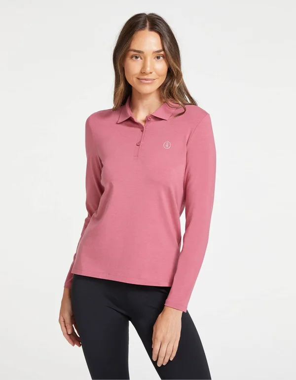 Long Sleeve Sun Protective Polo Shirt for Women UPF50+ - Sun Shirt Black