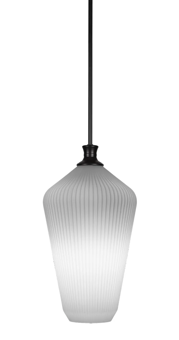 Toltec Lighting 73-MB-4651 Carina 1 Light 11 inch Pendant in Matte Black with Opal Frosted Glass