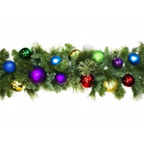 Winterland Wl-garsq-09-royal-lww LED Sequoia Garland Decorated with The Royal Ornament Collection - Size: 5 mm, Blue