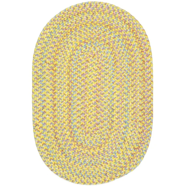 Rhody Rug Playful Indoor/Outdoor Braided Rug (Yellow 2& x 4& Runner)