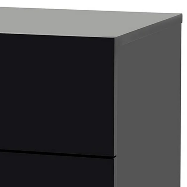 Benzara 2 Drawer Wooden Nightstand with Square Shaped Metal Pulls - Black and Silver - Bm219305